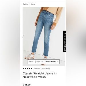 Madewell Size 25 Classic Straight Jean